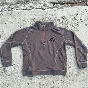 Men's Gray Half-Zip Sweater with embroidered turtle